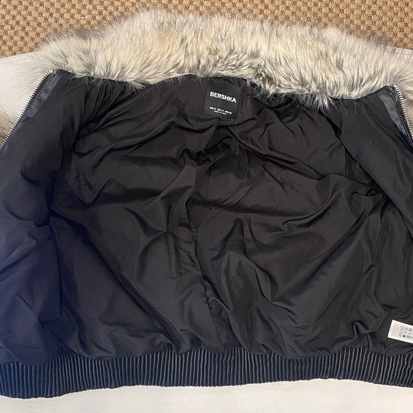 Bershka Women's Teddy Jacket - Cream and Black - Picture 5 of 6